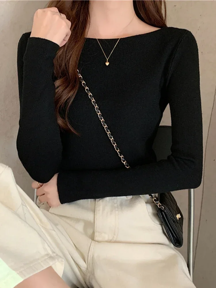 Fashion Ribbed Women Sweater Knitted Soft Pullovers Jumpers Basic Solid Soft Long Sleeve Sweaters For Women Autumn Winter Tops
