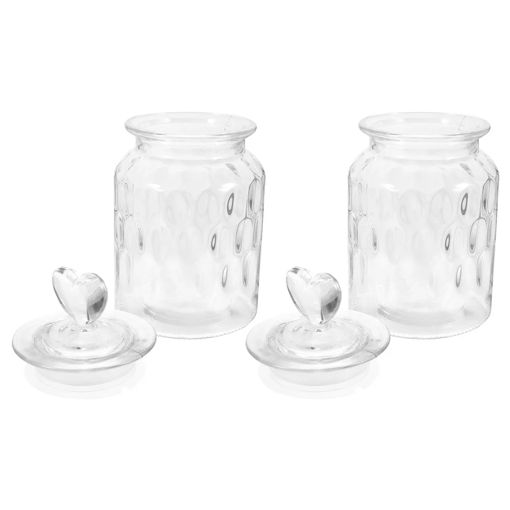 

2 Pcs Glass Jar with Lid Cotton Swabs Canister Tea Container Airtight Food Dried Fruit