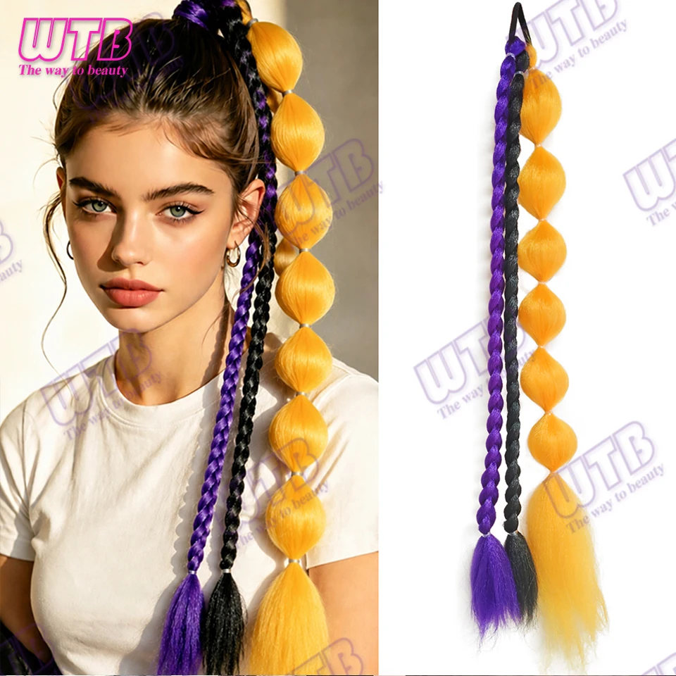 Purple Braided Ponytail Hair Extension - 26 Synthetic