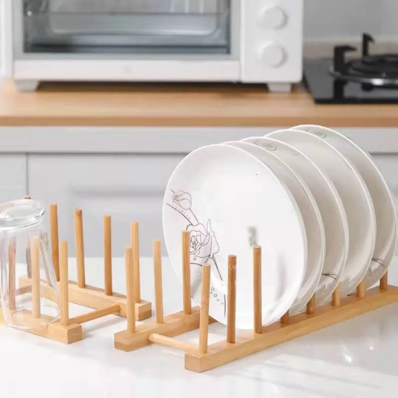 Kitchen Storage Organization Multi Functional Storage Rack Tableware Drainboard Woodiness Dish Drying Rack Kitchens Accessories