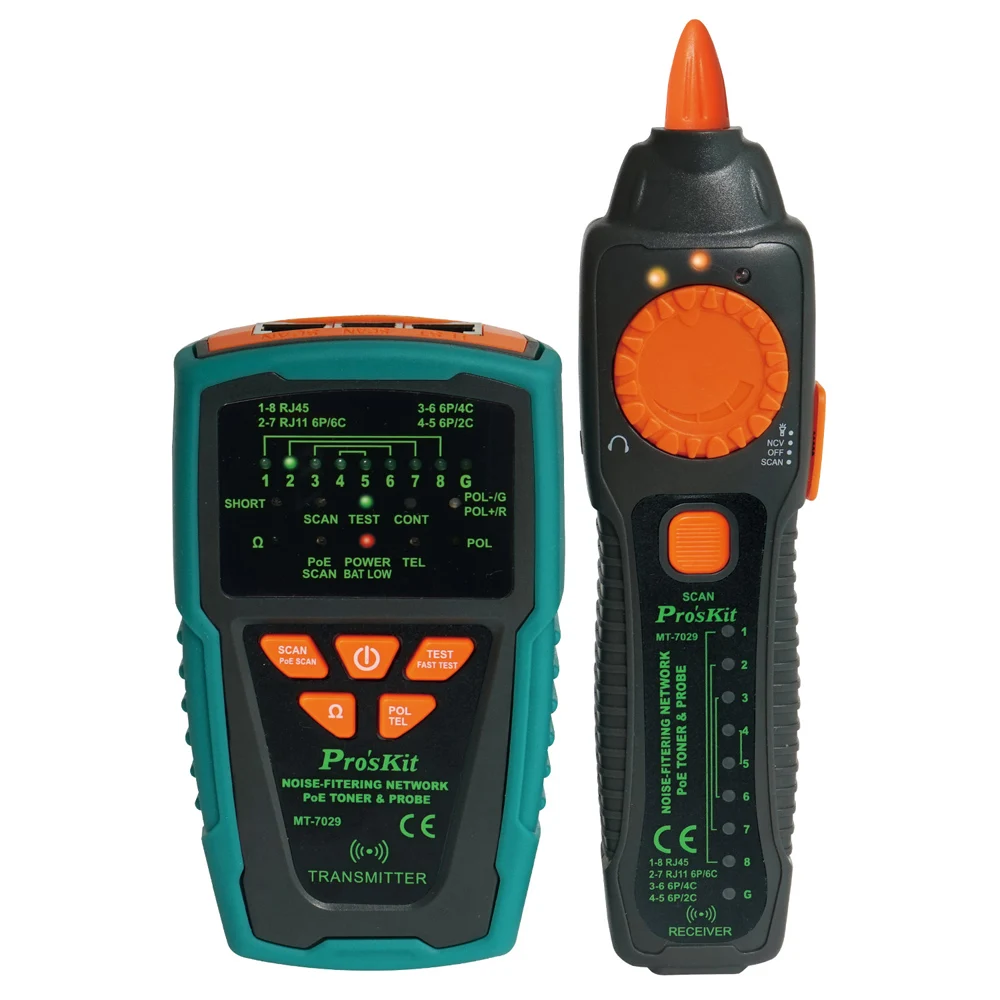 

Pro'skit MT-7029-C Anti-Interference Audio Network POE Check Line Network Cable Tester For Wire Telephone Line Detector Tracker