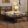 Twin Bed Frames Metal Platform Bed with Headboard and Footboard No Box Spring Needed Easy Assembly,Ground Clearance 3