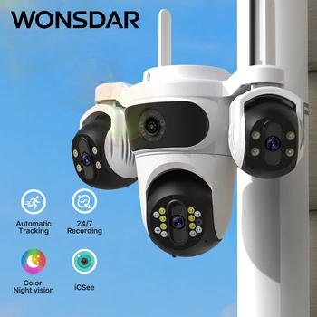 WONSDAR WIFI Camera Three Screens PTZ Camera Human Detection Security CCTV Surveillance HD External Three Lens Camera iCsee APP 1