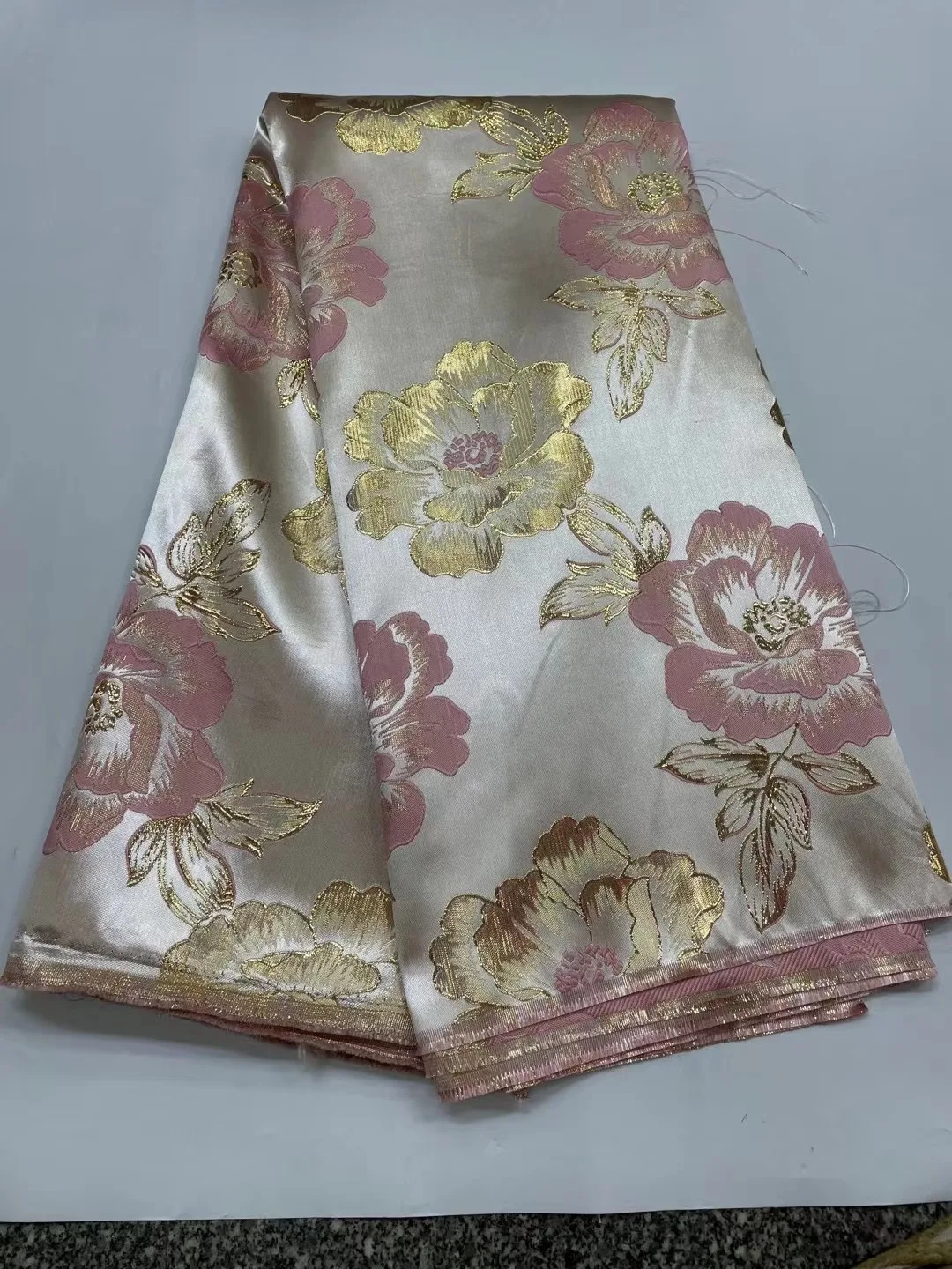 2022 Latest French Brocade Gliding Lace Fabric High Quality African 5 Yards Jacquard Embroidery Lace For Wedding Evening  Dress