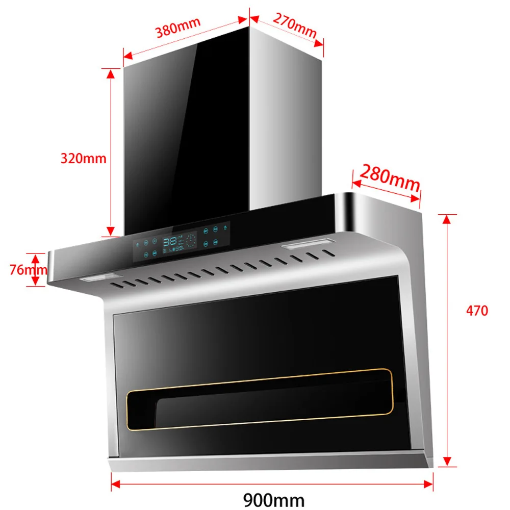 Range Hood Kitchen Customization Smart Somatosensory Heat Cleaning Large Suction Range Hood Top Suction Type