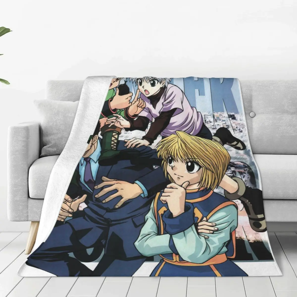 

Anime Hunter X Hunter Blanket Cover Killua Zoldyck Kurapika Freecss Gon Wool Throw Blankets Bedroom Sofa Portable Warm Bedspread