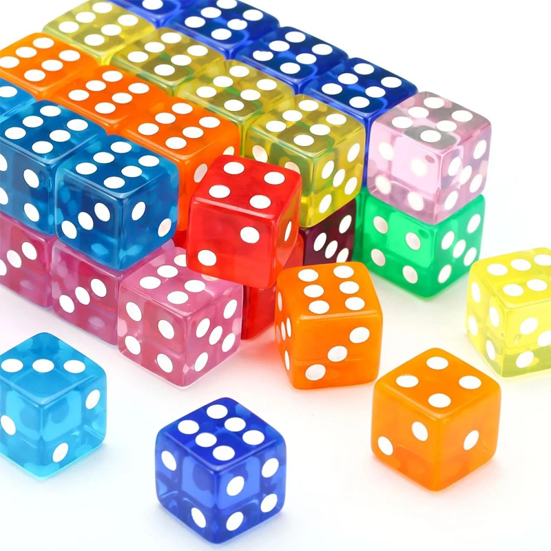 36PCS 16MM Mahjong Transparent Dice Adullts Board Games Acrylic Counting Cubes Party Leisure Time Juegos De Mesa Divertidos 3