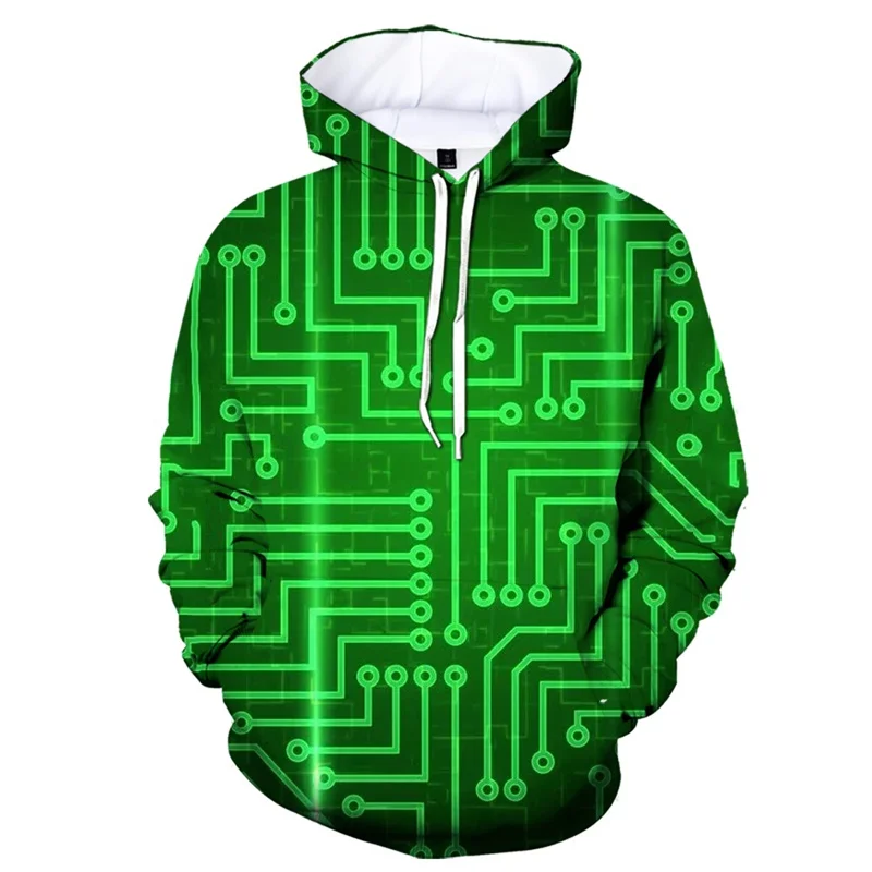 

Circuit Board 3D Printing Hoodie For Men Women Geometry Round Neck Hoodies Long Sleeve Autumn Pullover Tops Streetwear Coat