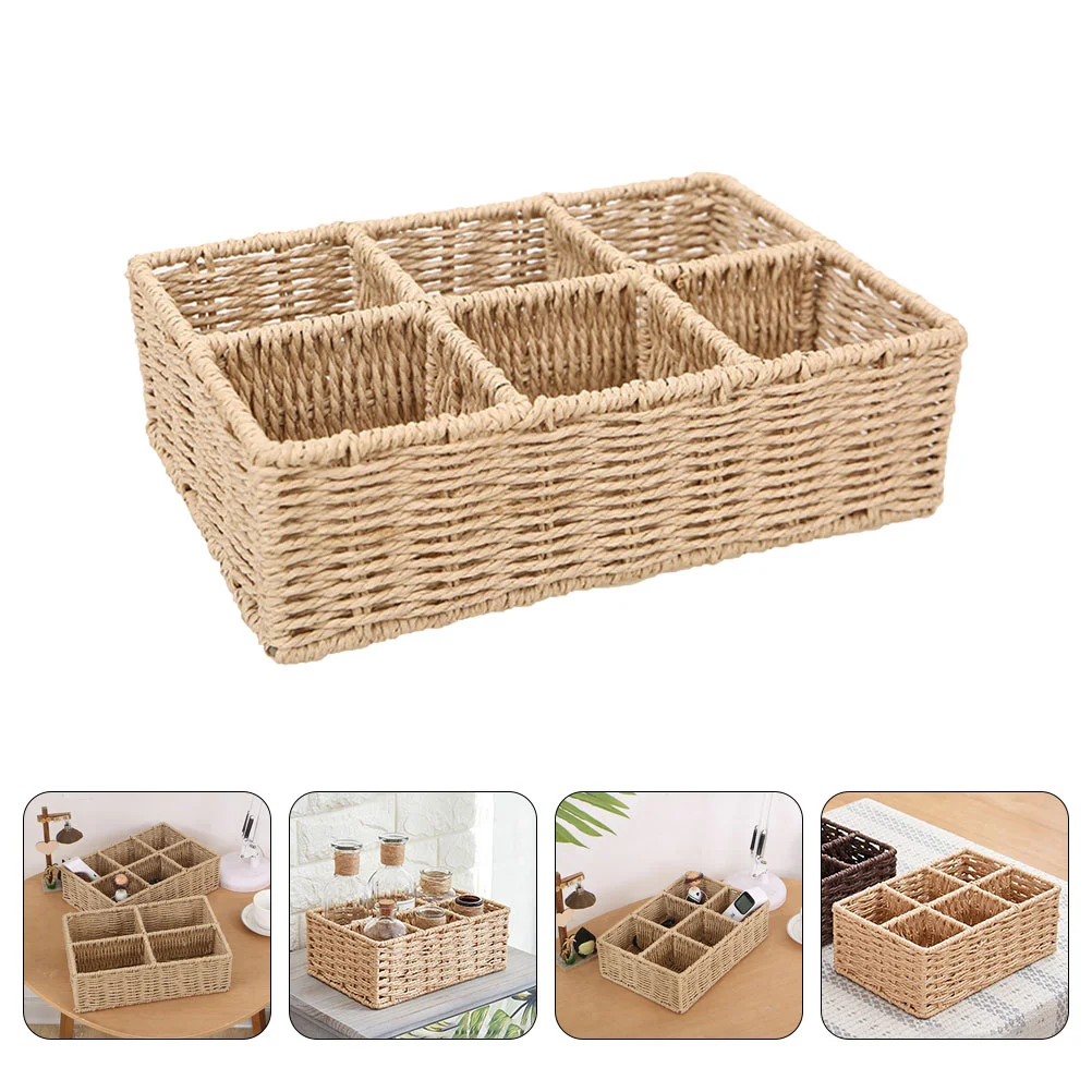 

Compartment Basket with Dividers Hexagon Grid Storage Box Lip Gloss Rectangular