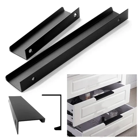 

Black Hidden Cabinet Pulls Furniture Handle Bedroom Hardware Aluminum Alloy Kitchen Cupboard Handles Drawer Knobs