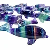 8cm Natural Rainbow Fluorite Dolphin Crystal Stone Hand Carved Animal Figurine Healing Crafts Home Decoration As Gift 1pc 6