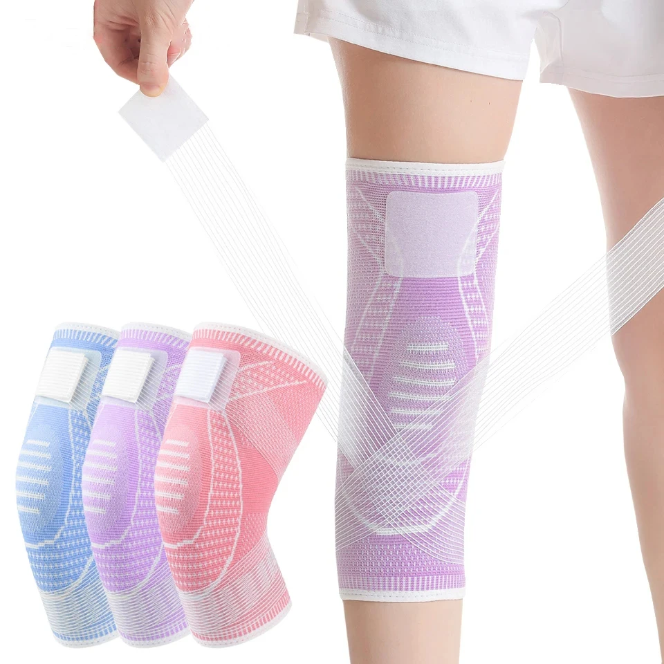 

1PCS Compression Sleeve Patella Support Elastic Kneepad Silicone Pad Basketball Knee Pads Spring Brace Protector Guard