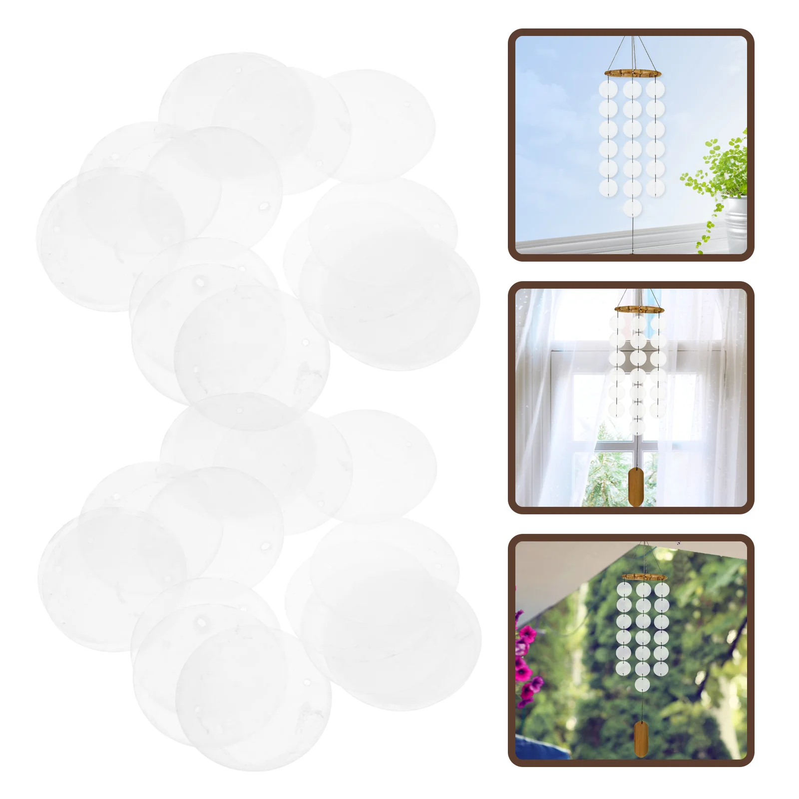 

Round Capiz Shells Natural Shell White Shells Earring Hanging Charm 2 Holes Wind Chimes Jewelry Making Wedding Home Decor