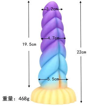 Rainbow Gradient Huge Dildo Shaped Big Penis Back Court Anal Plug Anal Expander Massage Stick Adult Supplies Sex Toys for Womans 2
