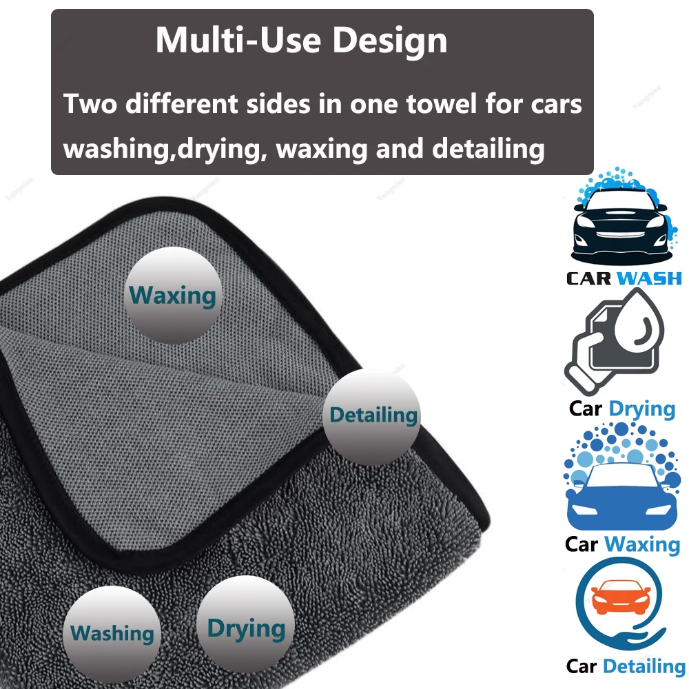 Microfiber Cleaning Cloth Towel Rag For Detailing Waxing Car Wash Polishing  6Pcs