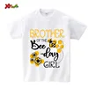 Birthday Girls T Shirt Family Matching Clothes Gift Cartoon Honeybee Printing Shirt Custom Name T-shirt Give Away Kids Stickers 3