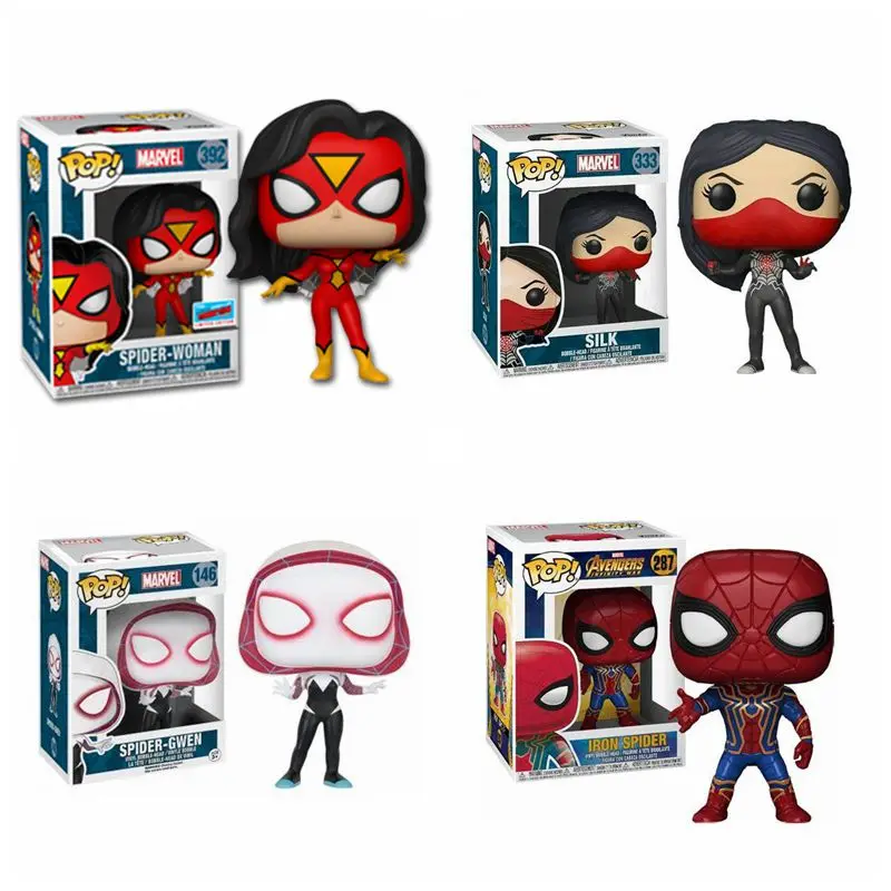 Funko Pop Supereroe Spider-Gwen Spider-Woman Silk Iron Spider Action Figure In Vinile Spider Man Peter Parker Collection Modellini Giocattoli