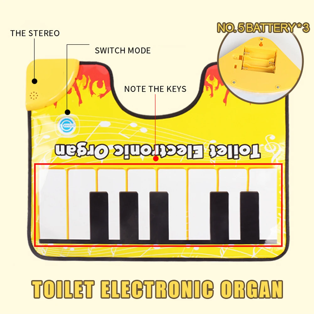 

Toilet Piano Mat Music Piano Hygienic Blanket Bathroom Electronic piano Toe Music Keyboard Toilet Floor Mat for Home Bathroom