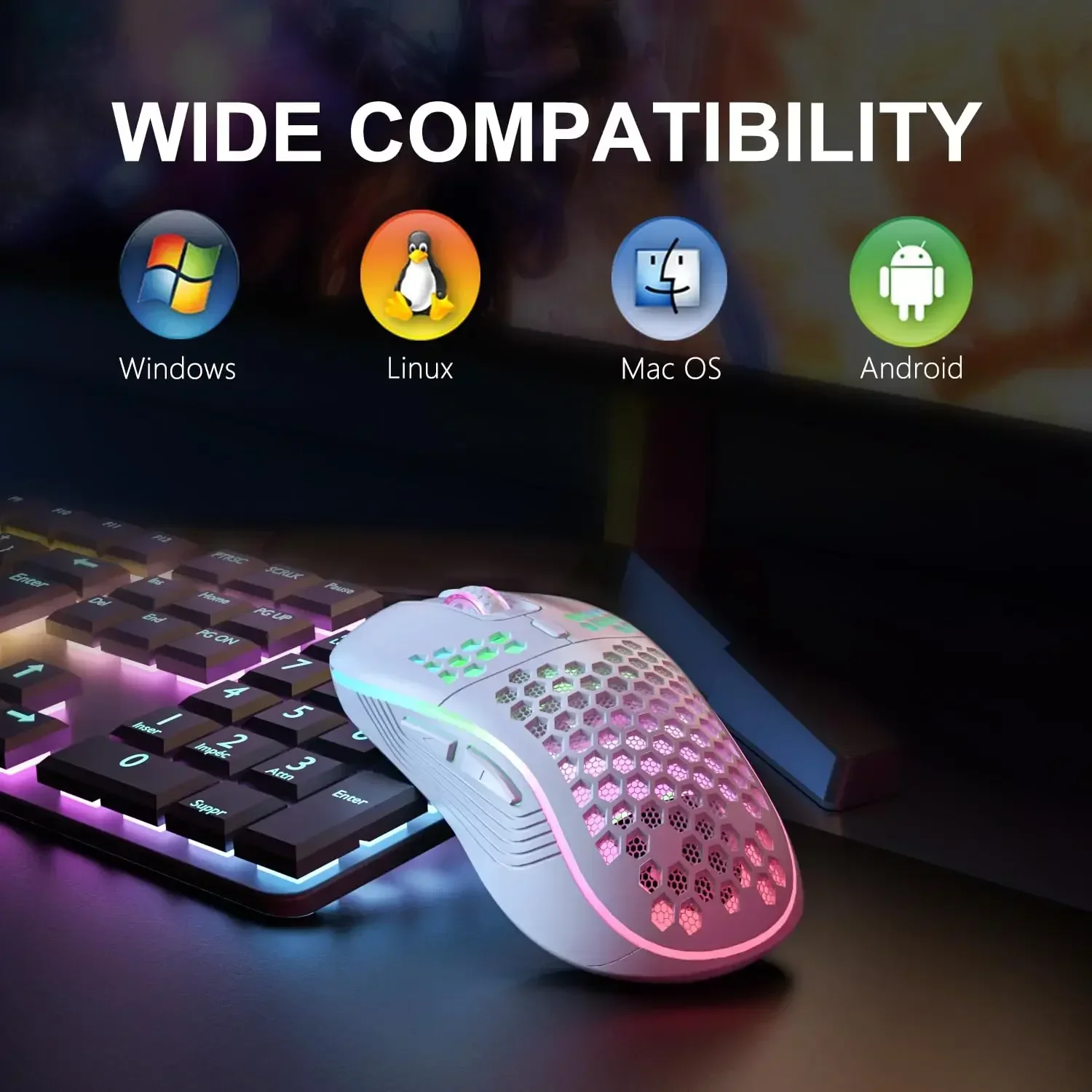 Wireless Gaming Mouse 2.4G RGB Lighting For Desktop Laptop