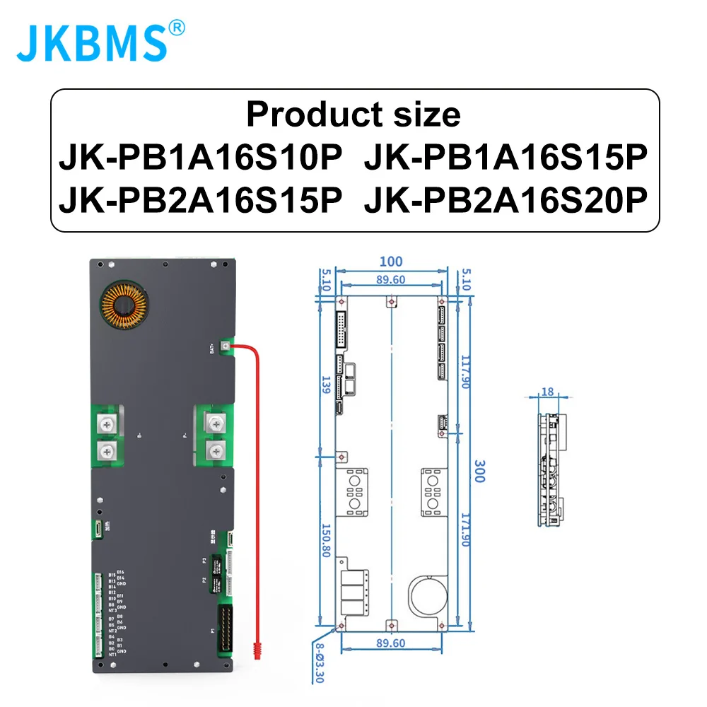JKBMS Smart Inverter BMS 8S 16S 24V 48V 100A 150A 200A 8S-16S Familie Energie speicher Lifepo4/Li-Ion/LTO Für Growatt Deye Inverter – Detail 24