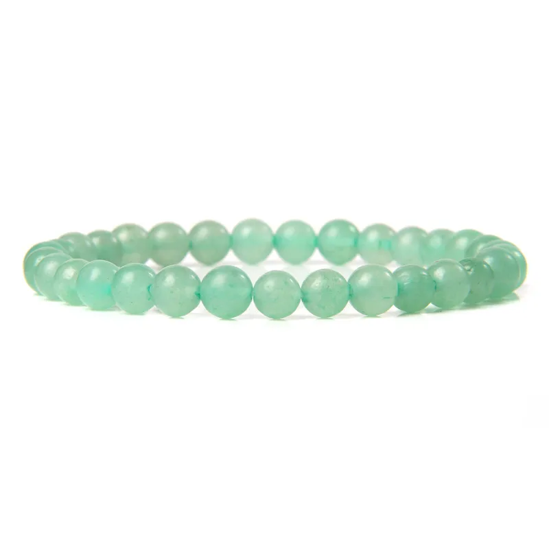 Natural Green Aventurine Bead Bracelet Natural Green Stone Charm Bracelet Yoga Healing Stretch Bangle Jewelry Gift For Women Men