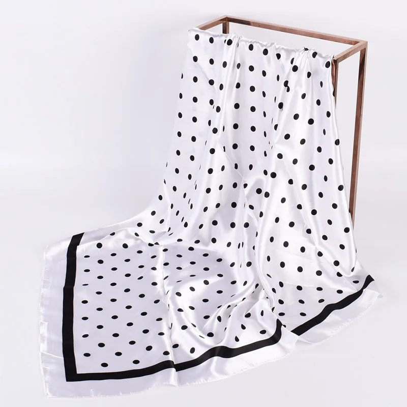 Luxurious Women's Silk Satin Square Scarf - Elegant 90×90cm Neckerchief & Hair Accessory
