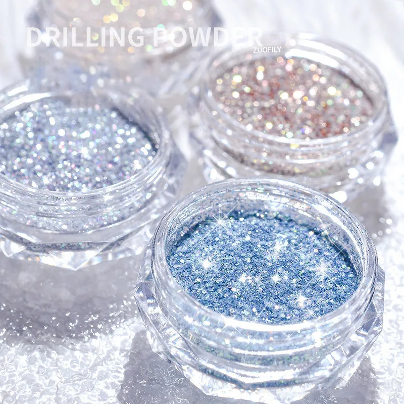 8 Colors Nail Crystal Diamond Powder Rainbow Color Glitter Shiny Pigment Holographic Glass Micro Drill Nails Art Decoration |