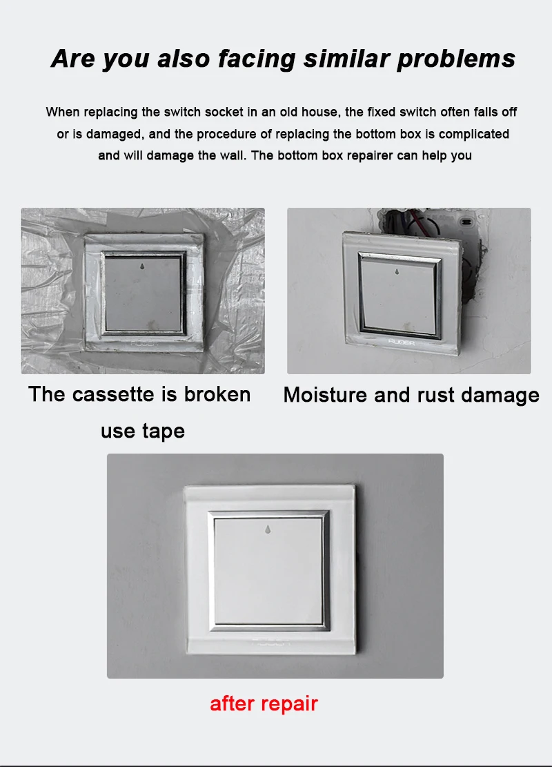 Description Picture 3 of itemOauee 65-86mm Cassette Repairer Dark Box Repair Screw Switch Old Socket Box Wall Repair Box Support Rod Electrician Accessories