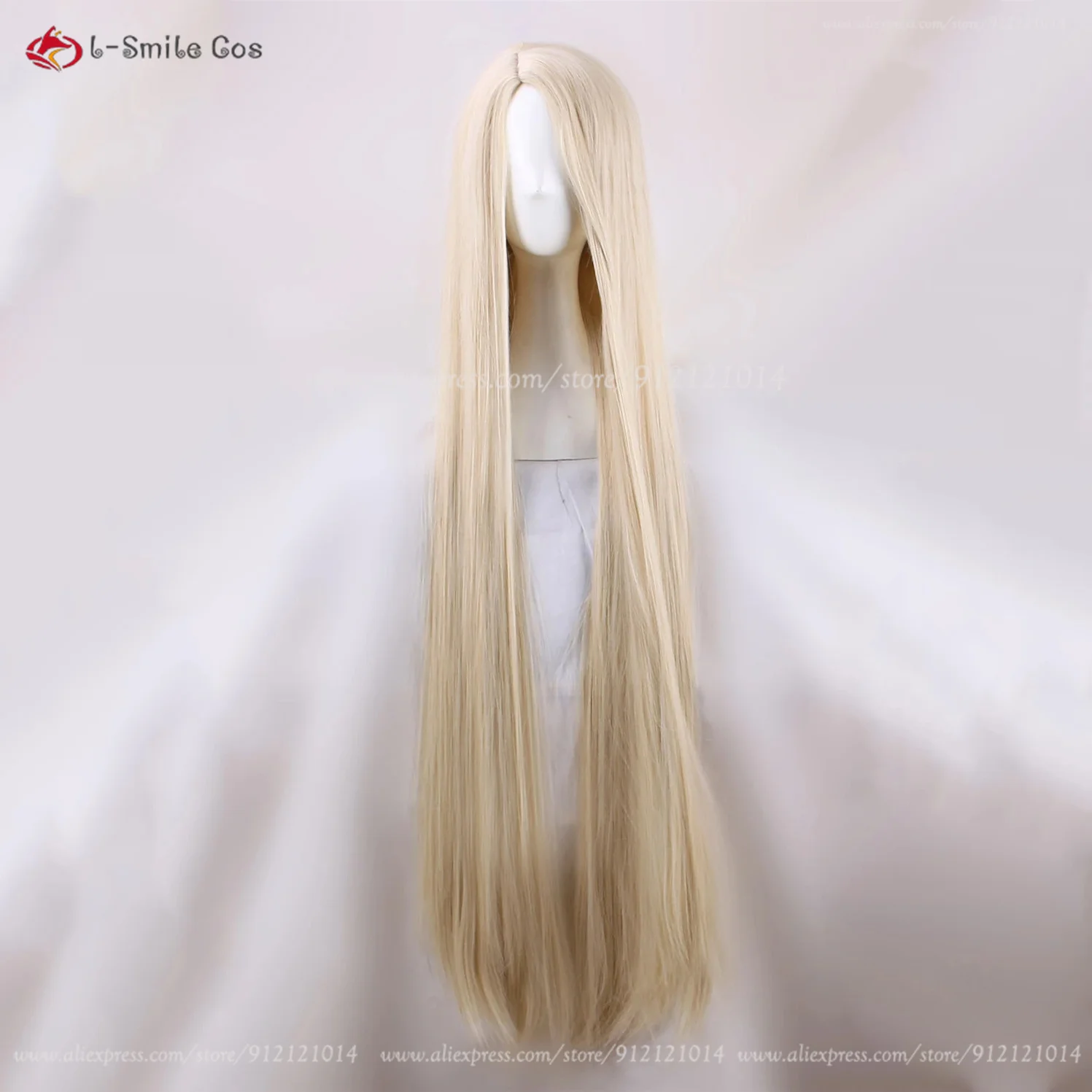 120cm Damen Princess Wig Lang Blond Gerade Seiten-Scheitel + Wig Cap 2
