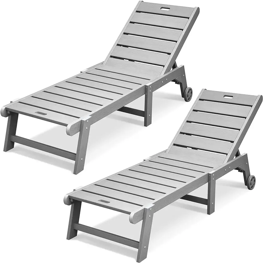 

DWVO Outdoor Chaise Lounge Chairs Set of 2, Patio Lounge Chair with 5-Position Adjustable Backrest