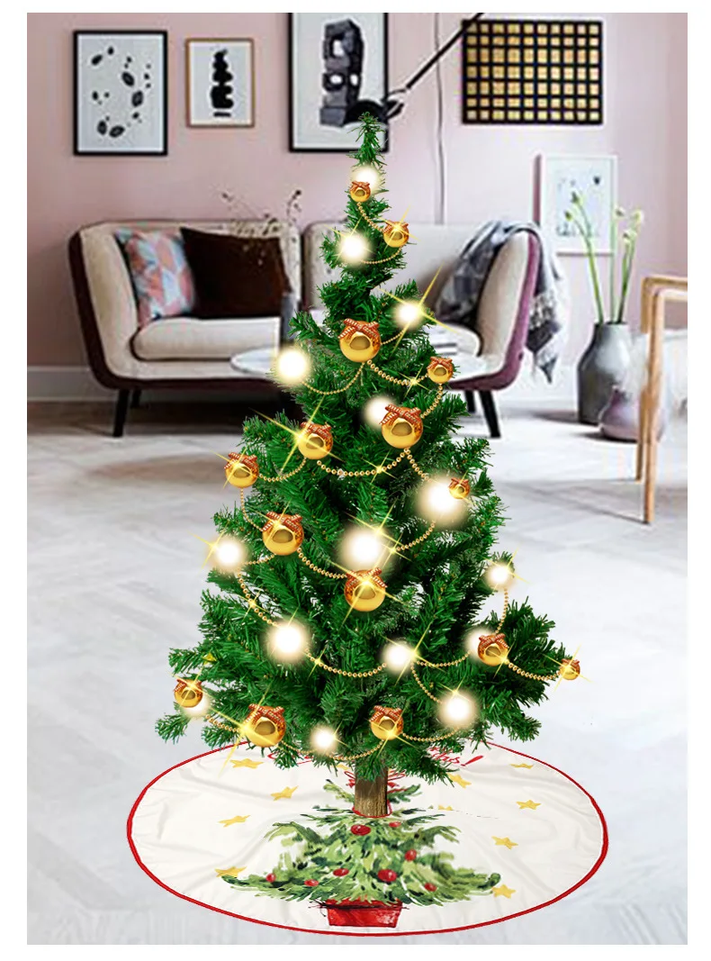 Description Picture 3 of item90CM Round Christmas Tree Skirt Elk Snowman Mat Christmas Decoration Parlor Carpet Home Decorations Christmas Tree Foot