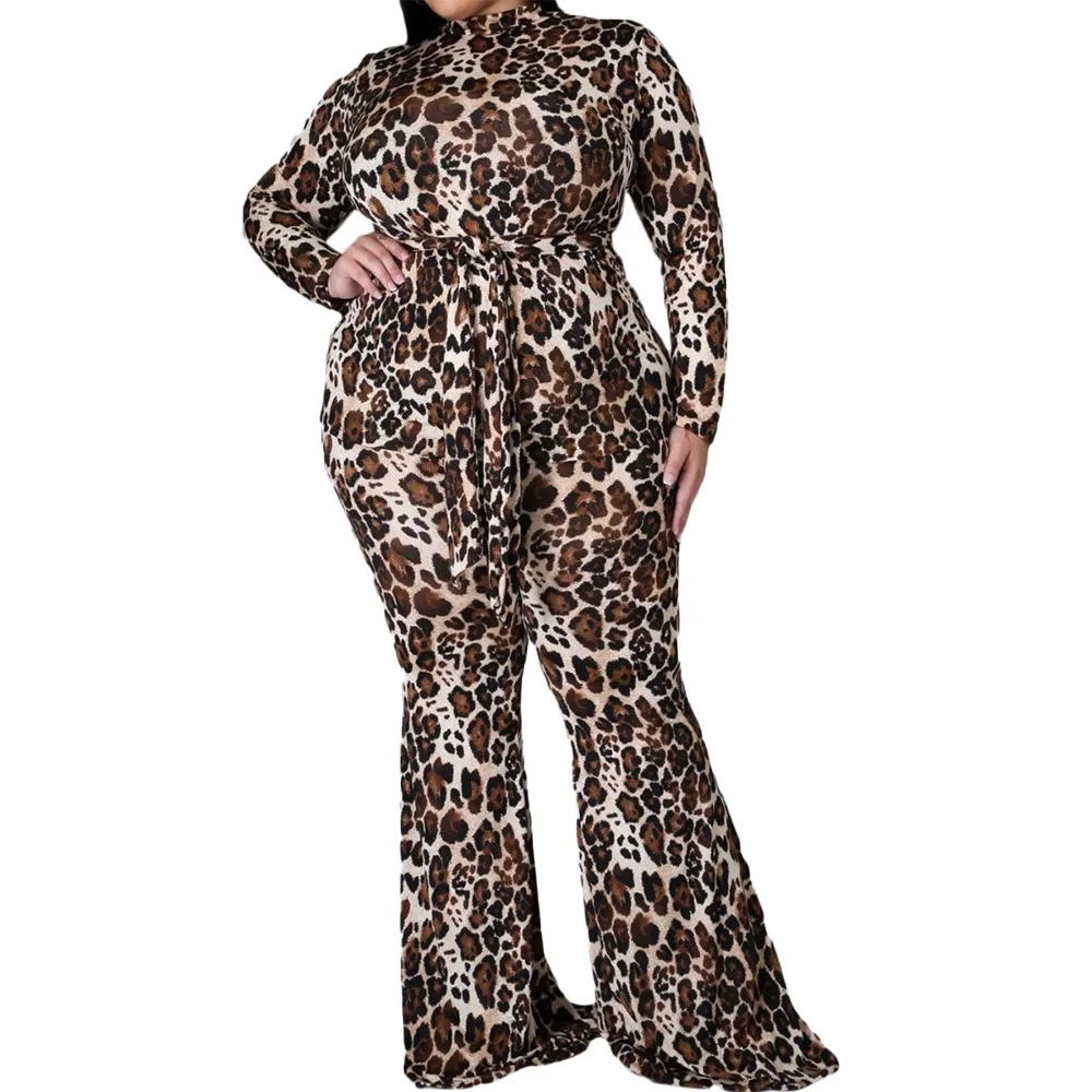 Sexy Ladies Fashion Leopard Jumpsuit Autumn New Temperament Commute Fit Comfort Jumpsuit Women Loose Jumpsuit Pants