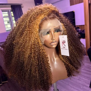 Highlight Ombre Human Hair Wigs Vietnamese Honey Blonde Deep Wave Wigs 13x4 HD Colored Lace Front Human Hair Wigs For Women 1