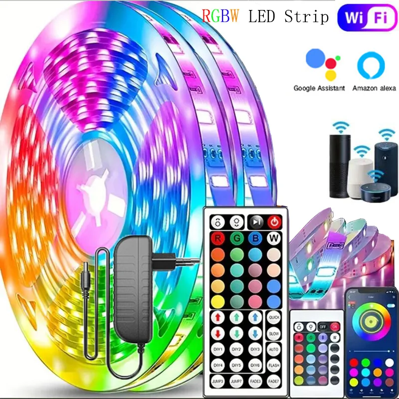 Rgbw Led Strip Lights Bluetooth 5050 Dc 12V Rgb Wifi Nastro Flessibile Impermeabile Diodo Luce Camera Da Letto Tv Computer Set + Alimentatore