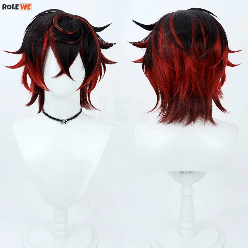 

Парик для косплея VTuber K9 Kuro Kurenai, термостойкие синтетические искусственные волосы черного, красного цвета с шапочкой для Хэллоуина