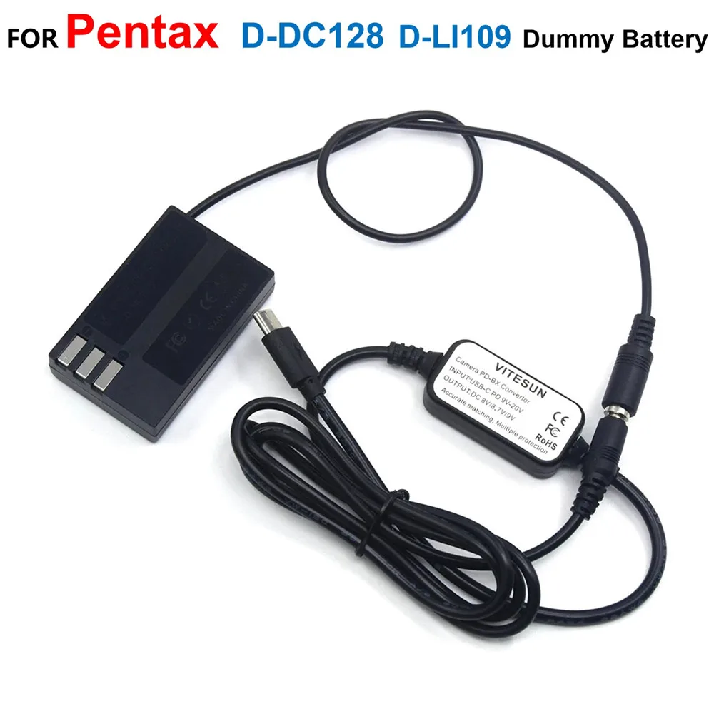 D-Dc128 Dc Accoppiatore D-Li109 Batteria Fittizia + Cavo Di Alimentazione Usb Tipo C Per Pentax K-100 K70 K-50 K-30 K-2 K-3 K-5 K-7 K-S1 K-S2 K-500