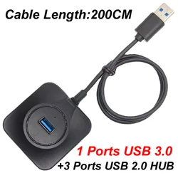 High - Speed 4 - Port USB Hub with Flexible Cable Lengths for Efficient Data Transfer (Length 2M)