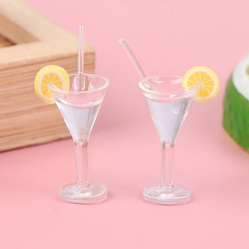 

2PCS 1:12 Dollhouse Miniture Drink Lemon Juice Cups Dolls Kitchen Simulation Food Toys Accessories Decor