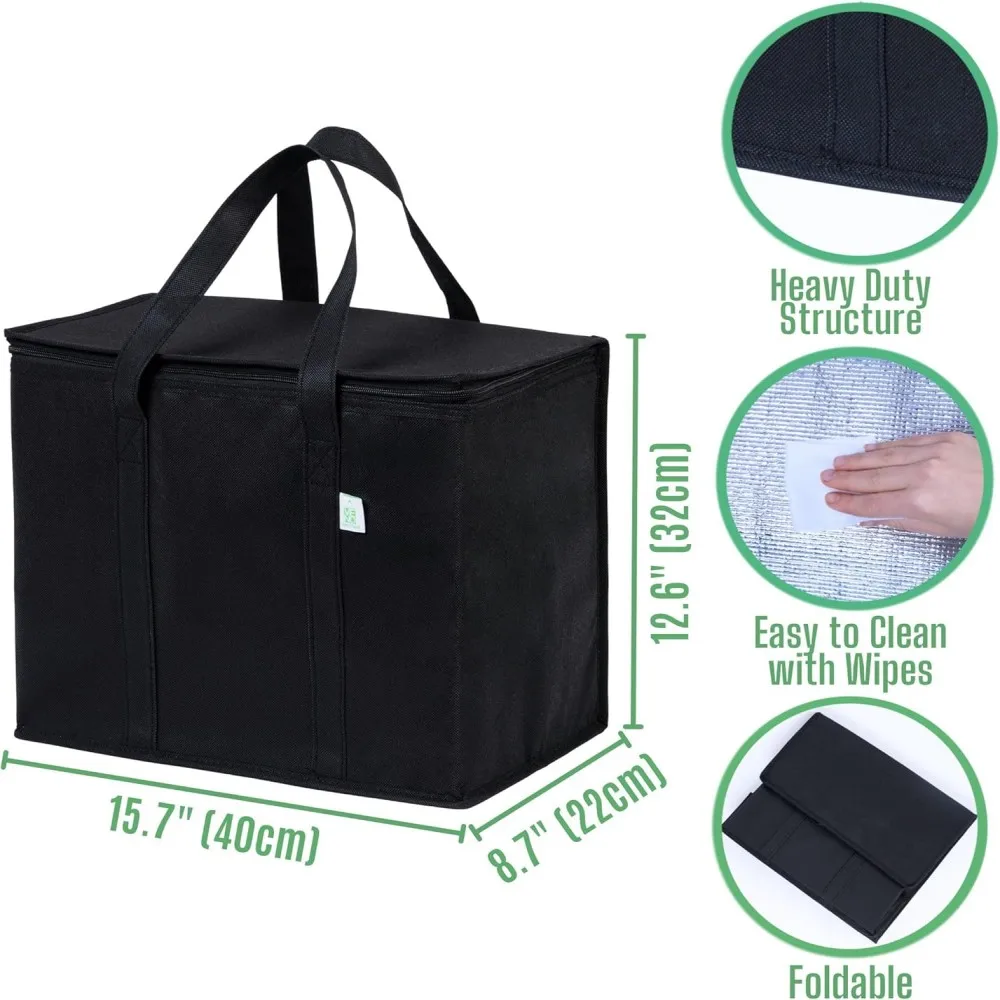Cooler Bag Insulated Grocery Bags for Food Delivery Foldable Cooler Reusable Shopping Bags Collapsible Tote for Camping