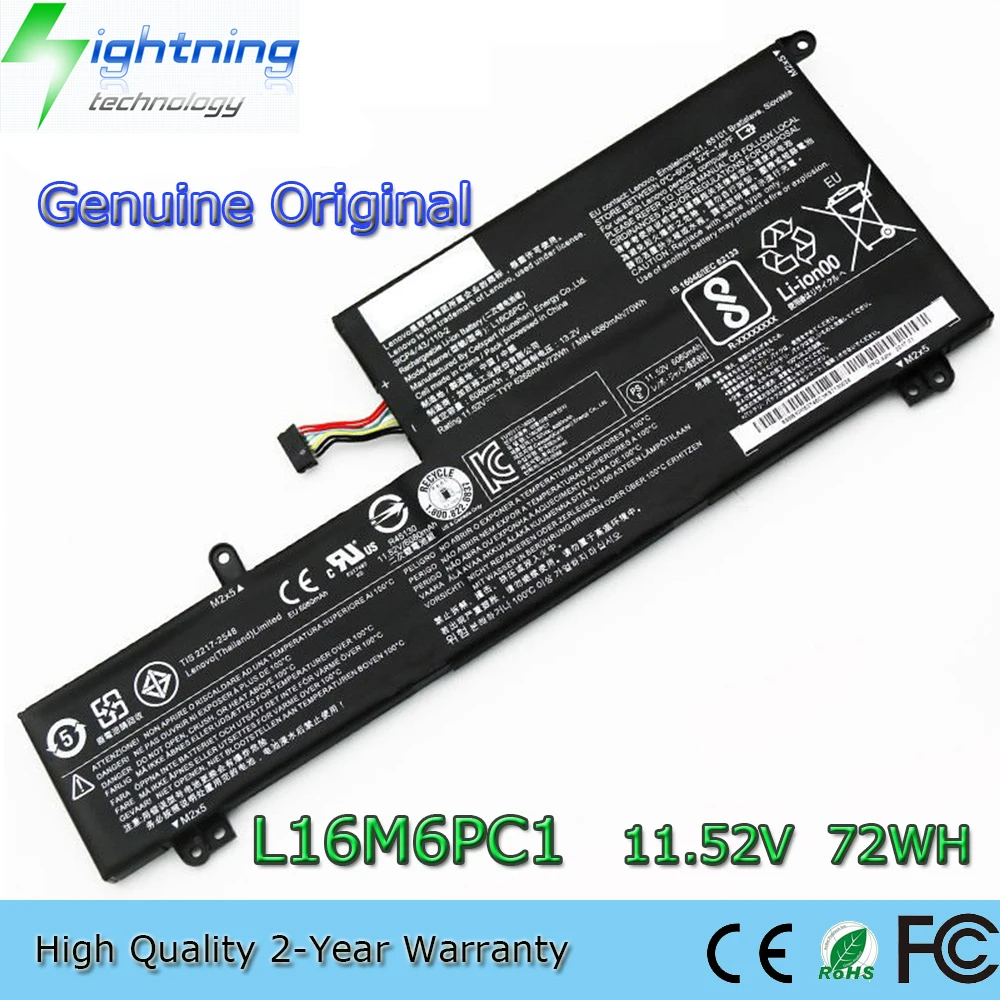 

New Genuine Original L16M6PC1 11.52V 72Wh Laptop Battery for Lenovo Yoga 720-15 720-15IKB 80X7 L16C6PC1 L16L6PC1 3ICP4/43/110-2