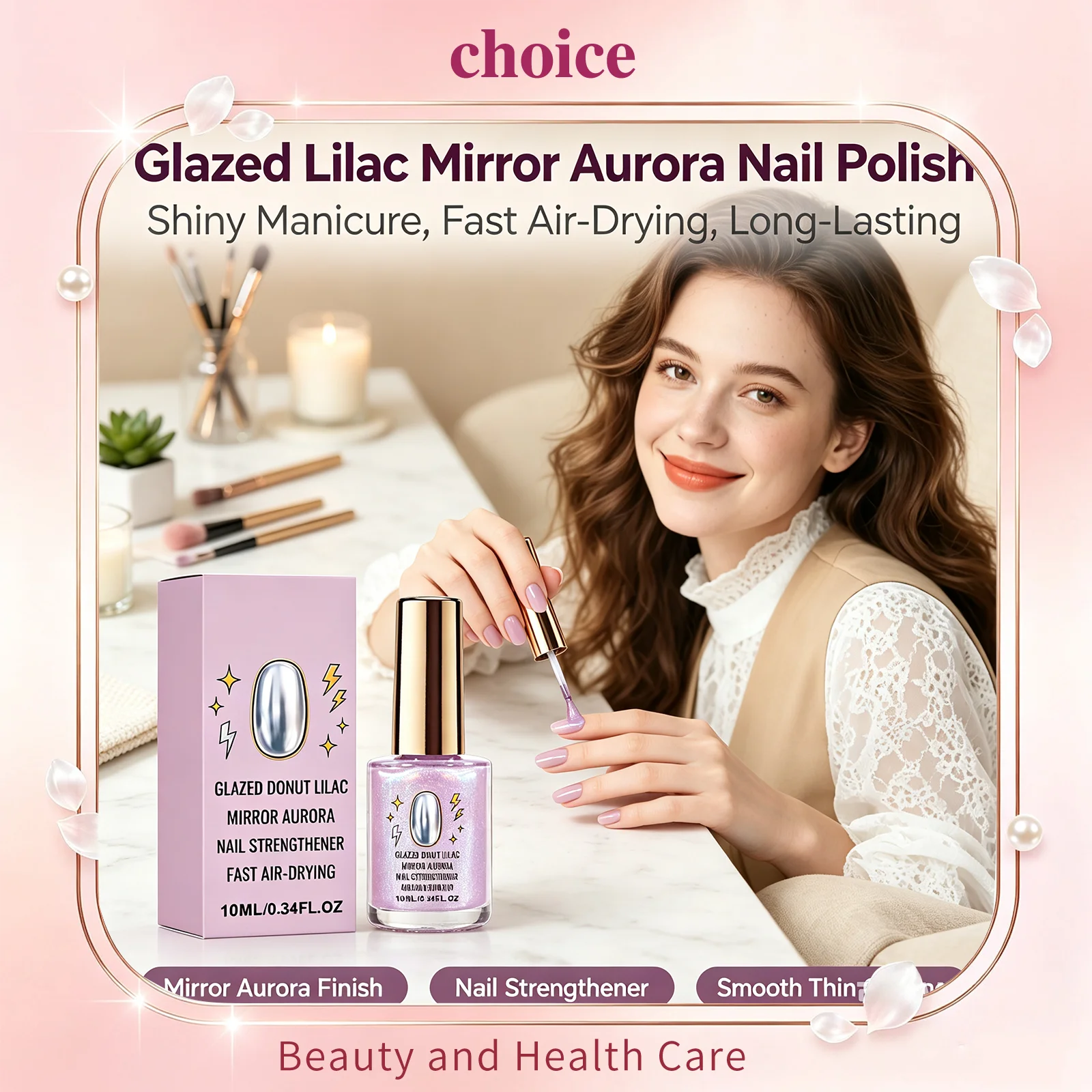 Glazed Lilac Mirror Shine Nail Polish - Fast Drying & Waterproof