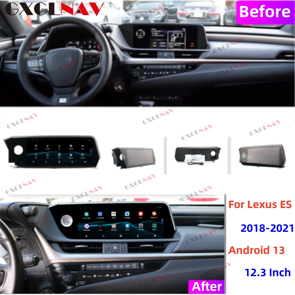

12.3 Inch Qualcomm 668S Android 13 Car Radio Carplay For Lexus ES 2018 2019 2020 2021 Auto GPS Navigation Multimedia Player 256G