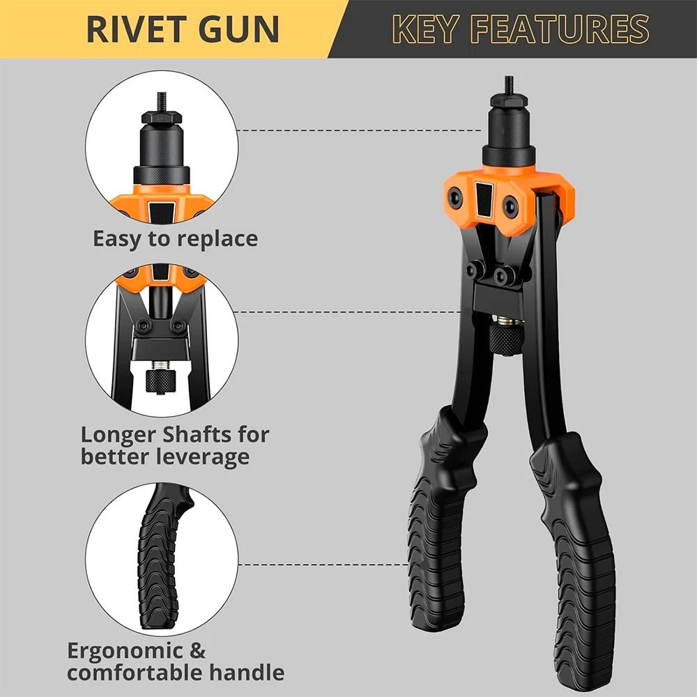 Manual Rivet Nut Gun Home DIY Nut Riveting Tools M3 M4 M5 M6 M8 M10 Double Handle Cordless Riveting Machine