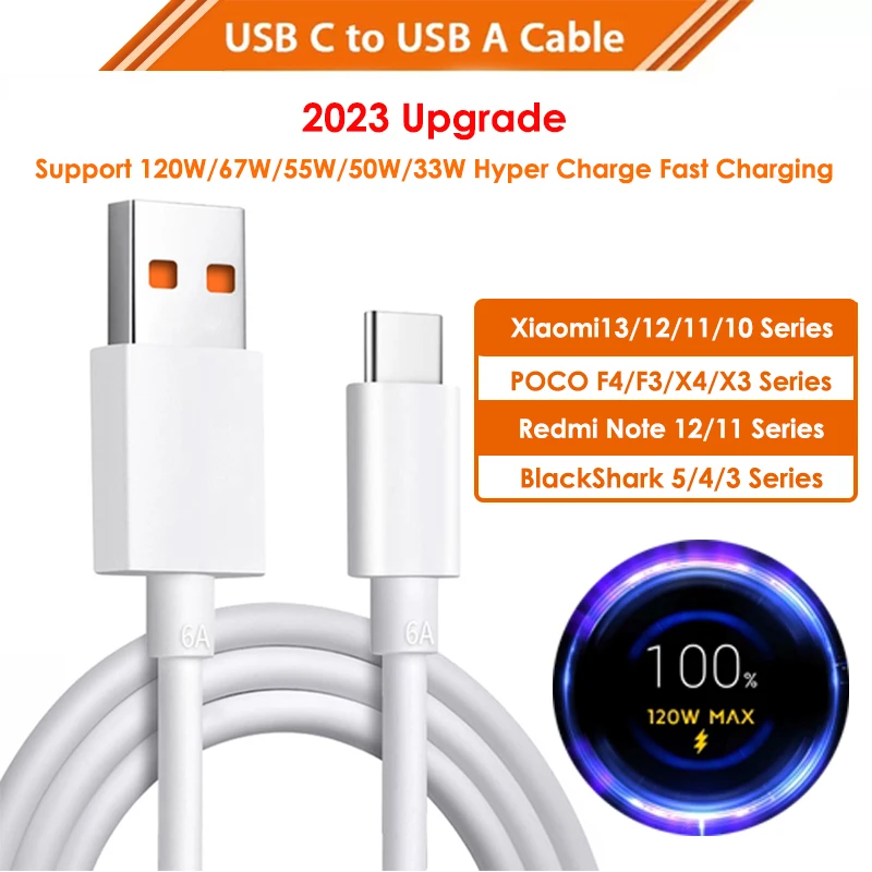 オリジナルXiaomi 120W 90W 6Aケーブル USB Type-C ゲームターボ充電
