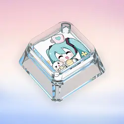 Cute Anime - Inspired Transparent Mechanical Keycap with Unique Expressions (Hatsune Miku - 6)