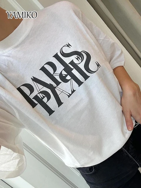  Sleeve Tee Letters Round Casual Tops Short Shirts