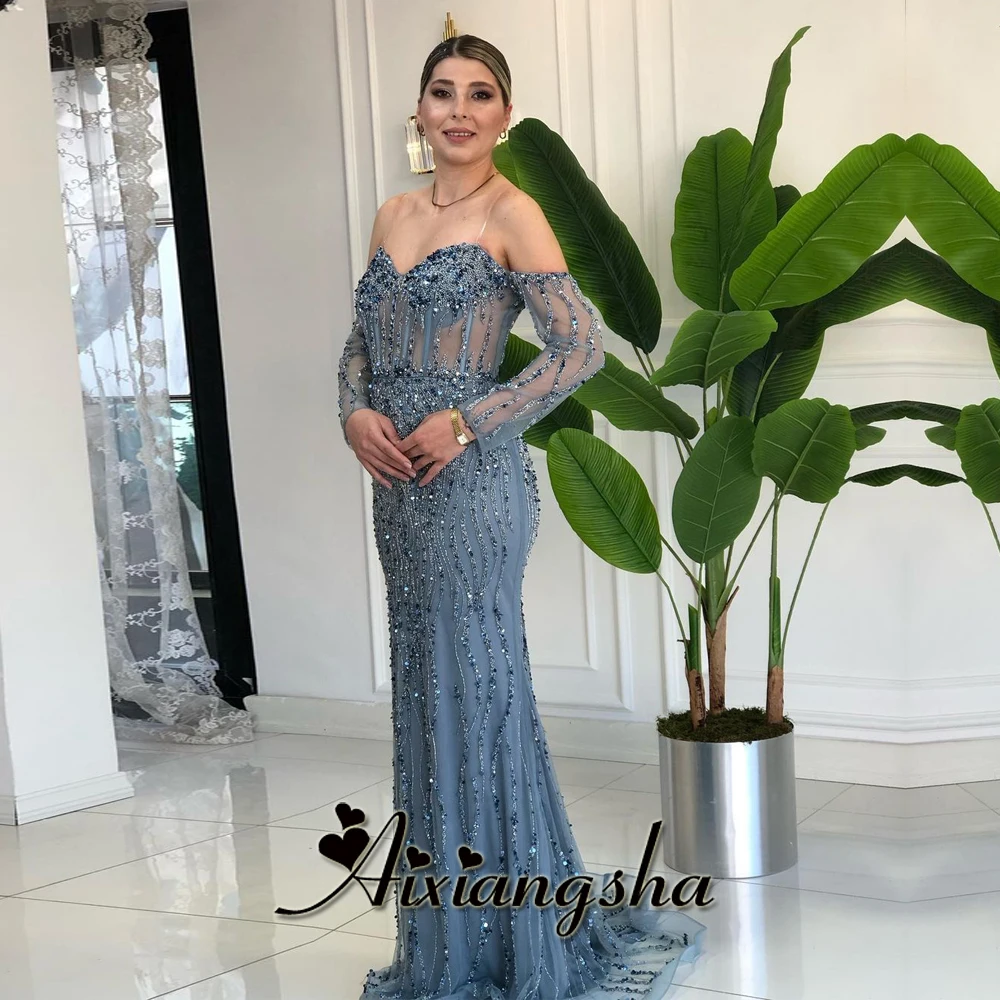 

Роскошные вечерние платья Aixiangsha, юбка-годе с открытыми плечами и аппликацией, индивидуальные платья