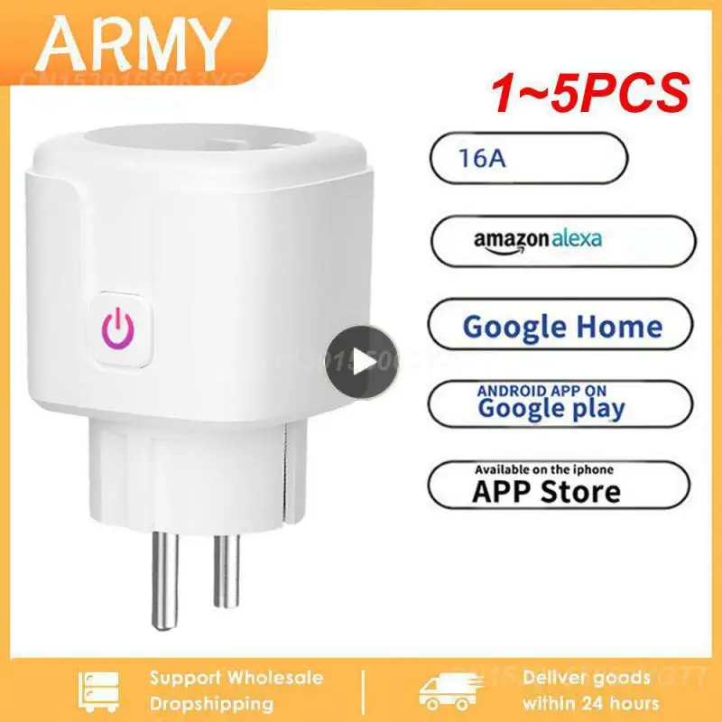 

1~5PCS Smart WiFi Plug Adaptor 16A Remote Voice Control Power Monitor Socket Outlet Timing Function work with Alexa Home