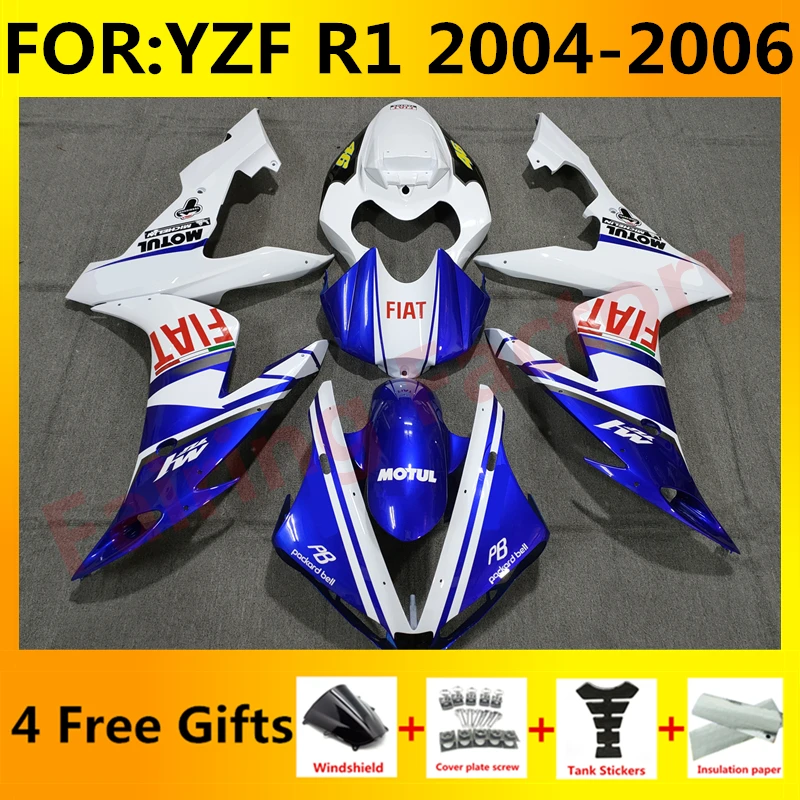 

NEW ABS Motorcycle Injection full Fairing Kit fit For YZF R1 2004 2005 2006 YFZ-R1 04 05 06 Bodywork Fairings kit set blue white