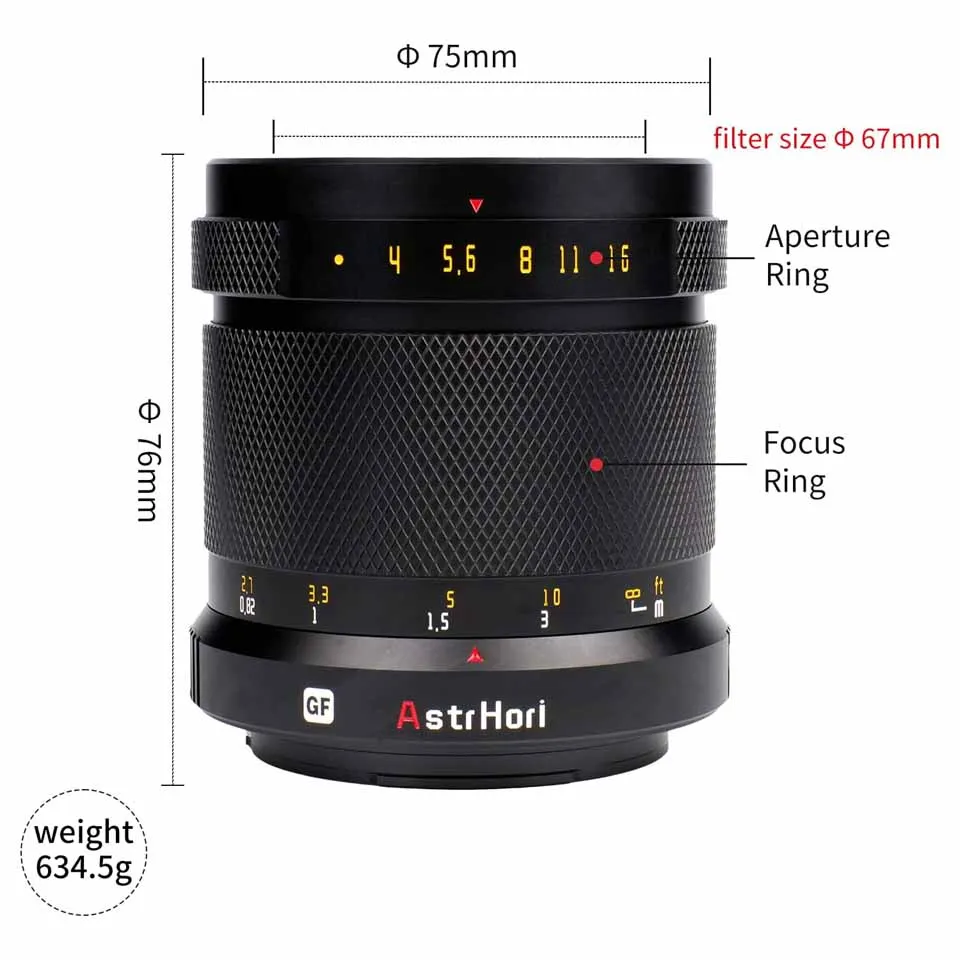 AstrHori 75mm F4 중형 수동 초점 카메라 렌즈 인물 사진 촬영용 Fujifilm GFX 마운트 GFX100 GFX100S GFX50S GFX50R